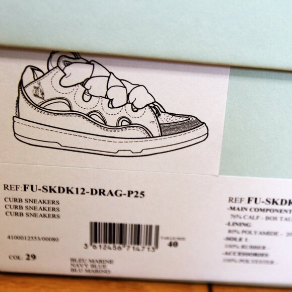 BNWT SS25 LANVIN LEATHER CURB SNEAKERS NAVY BLUE 40 & 41 - Picture 11 of 16